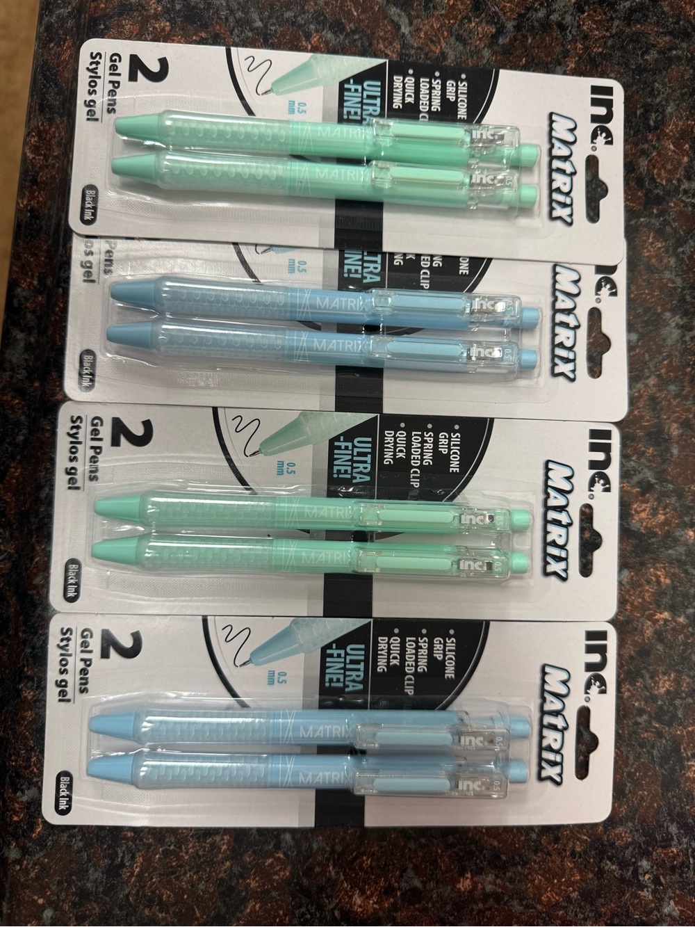 INC International Concepts Matrix Gel Pen 2-Pack - Mint Green & Light Blue